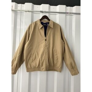 Chaps Ralph Lauren Jacket Mens Large Tan Harrington Bomber Plaid Lined Vintage L